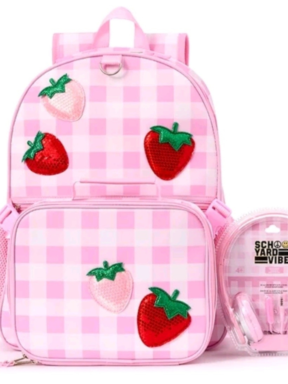 Pink Strawberry Patch Kids Backpack - Unbranded